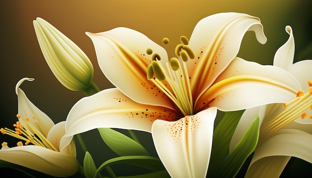 Lily flower background Spiring nature background Generative AI