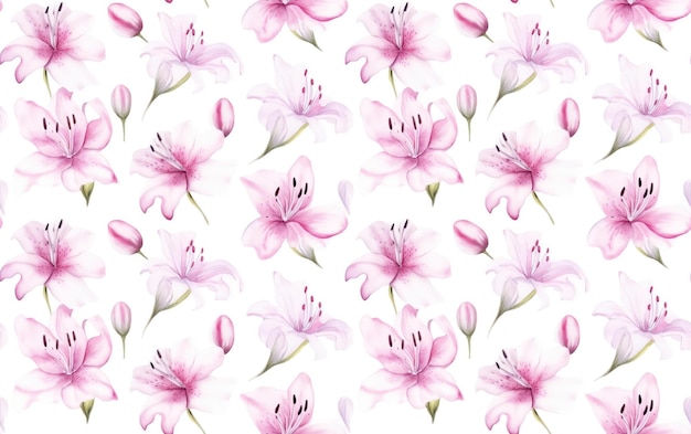 Lily Watercolor Seamless Pattern Background