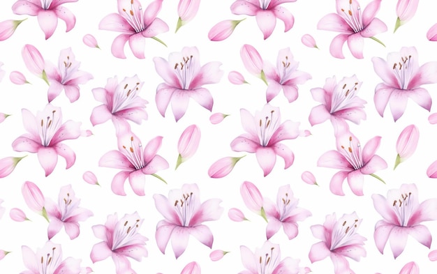 Lily Watercolor Seamless Pattern Background