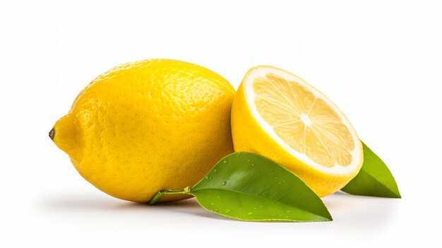 Photo lime fruits with green leaf and cut in half slice to