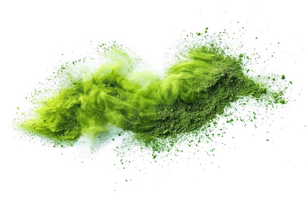 Lime Green Powder Explosion on White Background