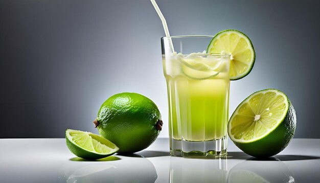 Photo lime juice and straw