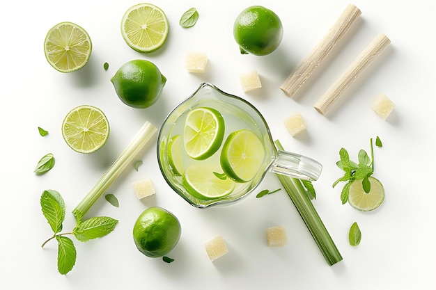 Lime Mint and Lemongrass Ingredients for a Refreshing Summer Drink