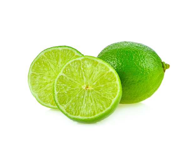 Lime pieces on a white background