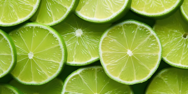 Lime Slices Background Green Citrus Pieces Tropical Fruit for Refreshment Generative AI