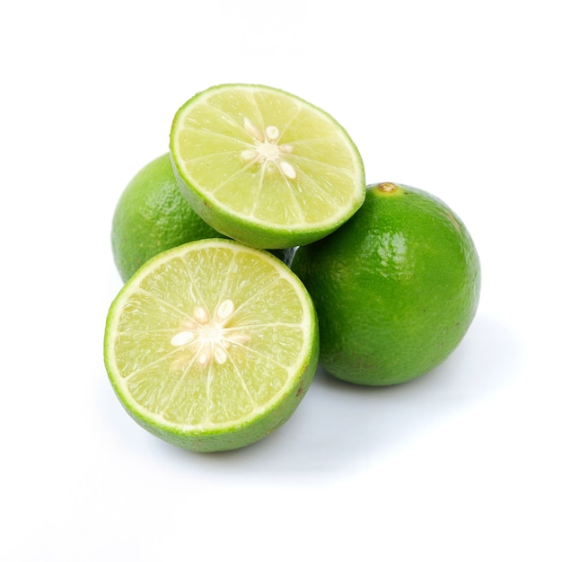 Lime with slices isolated on white