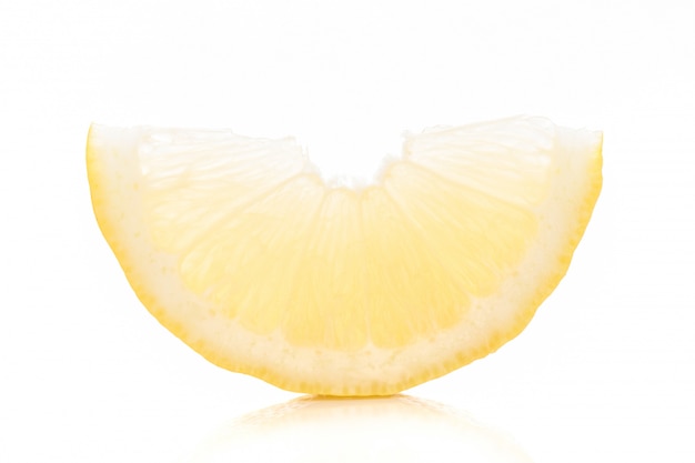 Lime yellow sliced on white background.