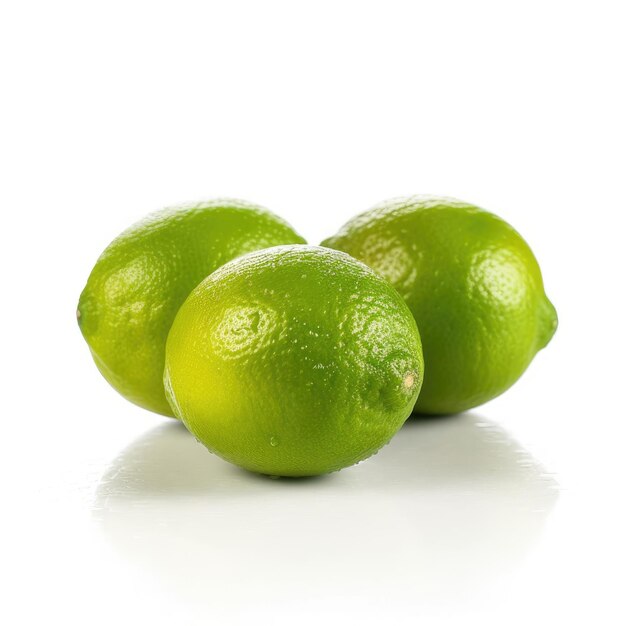 Limes isolated on white background generative AI