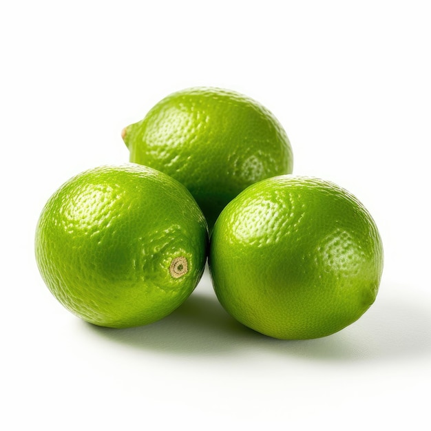 Limes isolated on white background generative AI