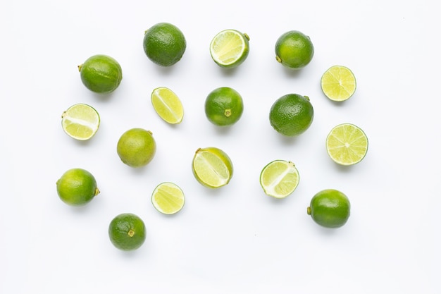 Limes isolated on white background. 