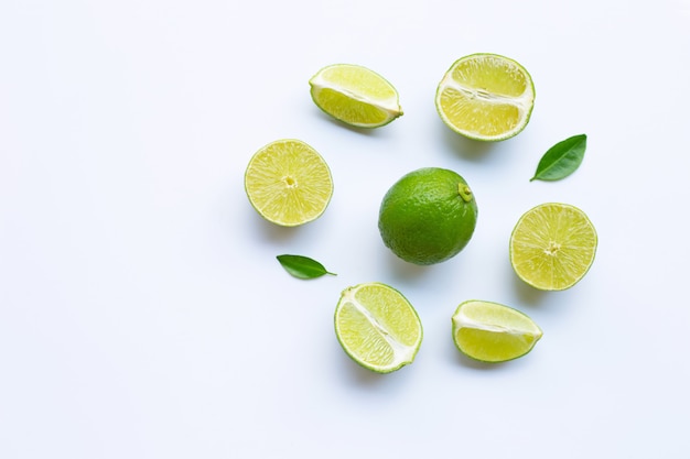 Limes on white background.