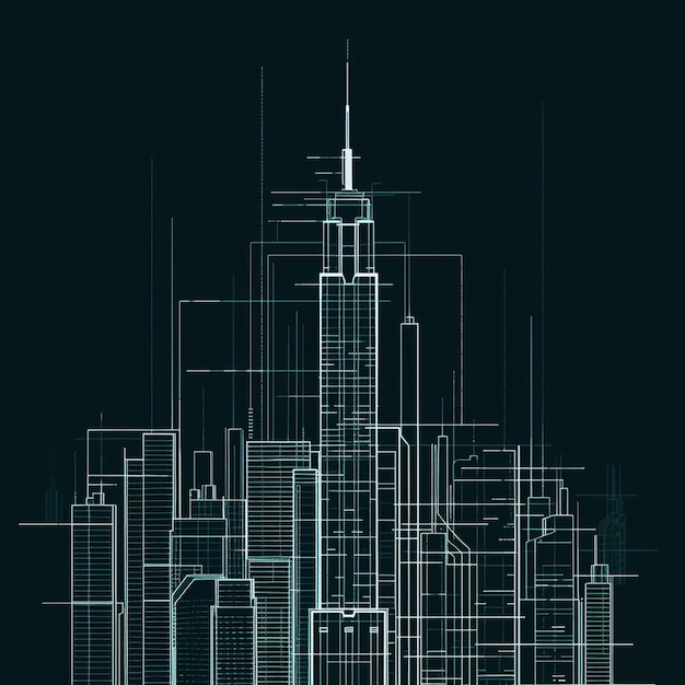 Line Art City Skyline