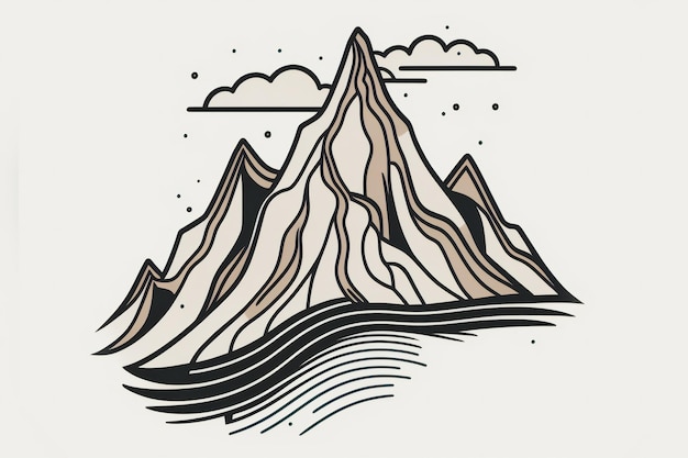 A line art icon of a mountain digital illustration painting artwork