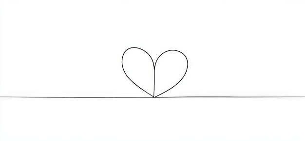 Line art modern illustration of a continuous heart shape isolated on white background