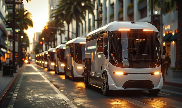 Photo a line of buses with the word  electric  on the side