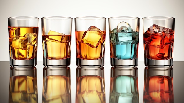 A Line of Decorative Shot Glasses Filled with Layered