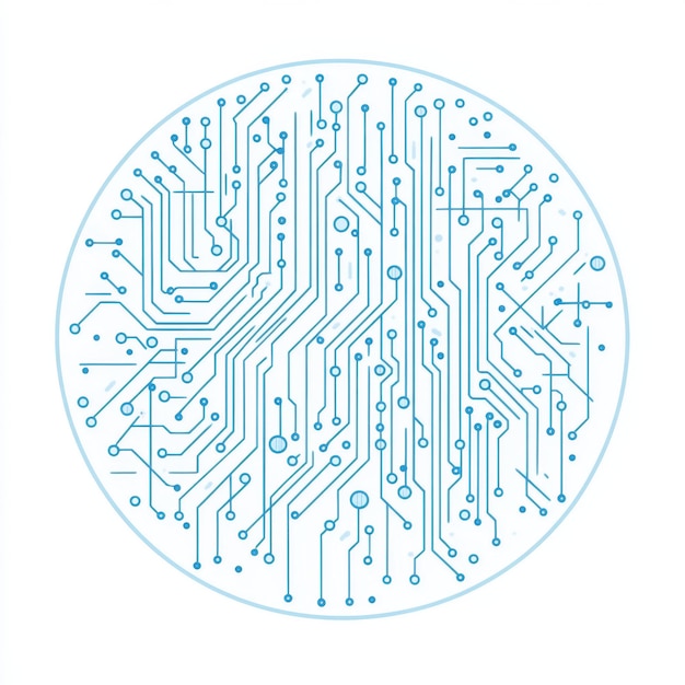 Photo line drawing of artificial intelligence circuit