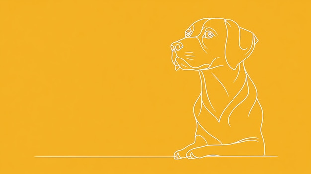 Photo line drawing of a dog on a yellow background