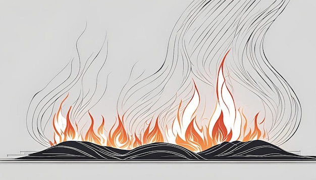 Photo line drawing of a fire