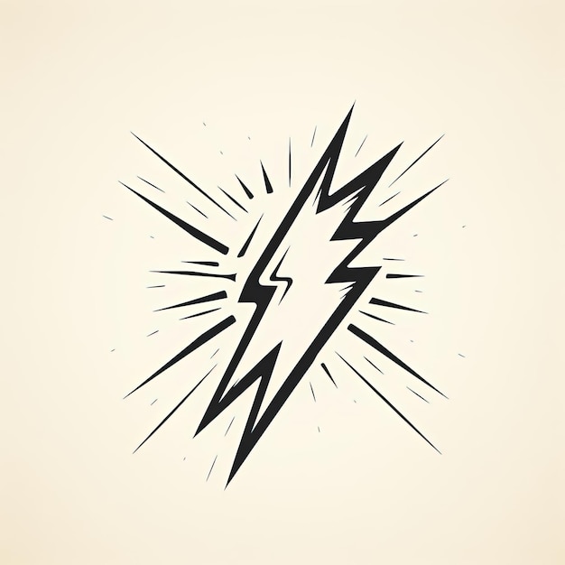 a line drawing with lightning bolts in the style of retro rock