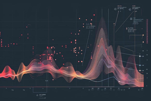 Photo a line graph displaying the trend of revenue and expenses on a dark background a graph showing the trend of revenue and expenses over time