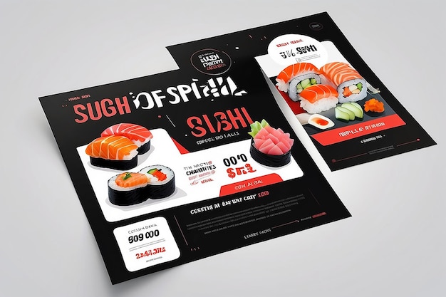 Photo linear modern sushi day special offer poster template