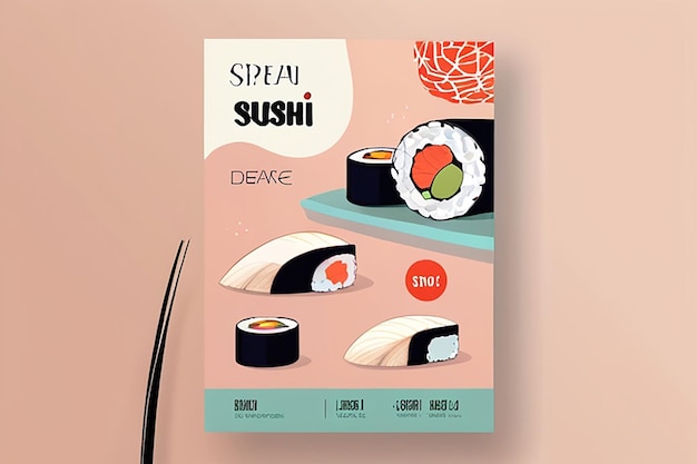 Photo linear modern sushi day special offer poster template