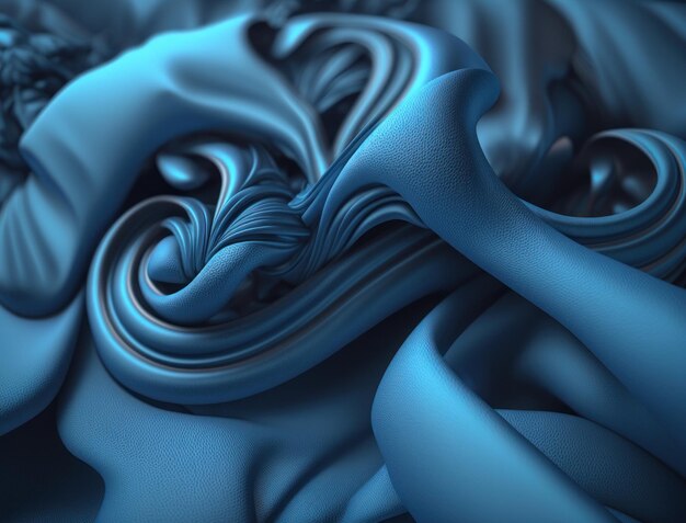 Lines and folds of blue colored fabric created with Generative AI technology