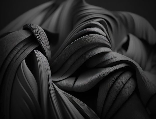 Lines and folds of fabric in dark metallic tones created with Generative AI technology