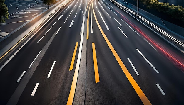 Photo lines of traffic on paved roads background