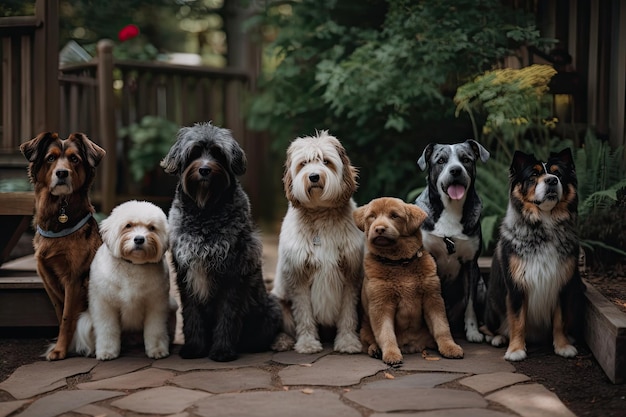 A lineup of dogs each with their own unique look and personality created with generative ai