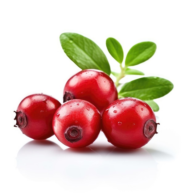 Lingonberries isolated on white background generative AI