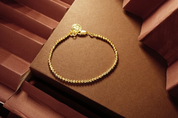 Linked-Chain Design Golden Jewellery. Wristband Accessories. Precious Metal Jewelry.