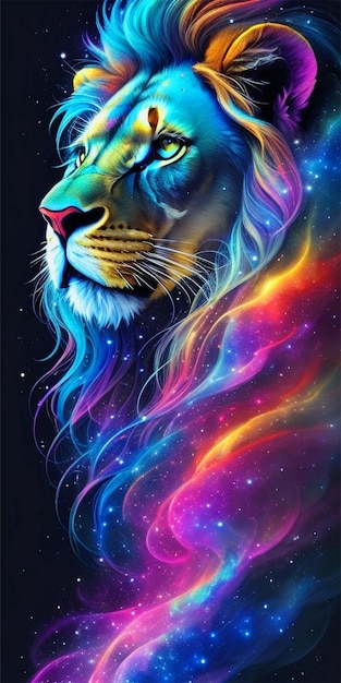 Lion art galaxies spirals space nebulae stars