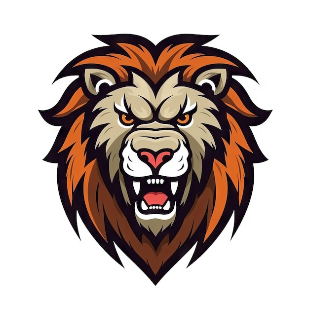 Lion Cartoon Esports Character on White Background