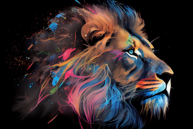 lion colorful abstract illustration