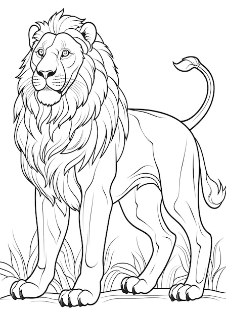 Lion Coloring Page Lion Line Art coloring page Lion Outline Drawing For Coloring Page Animal Coloring Page Lion Coloring Book AI Generative