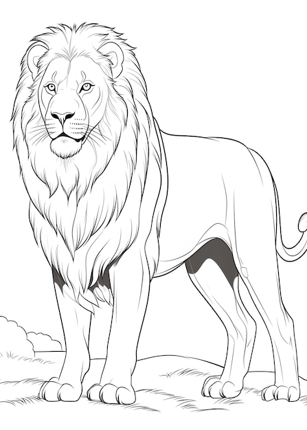 Lion Coloring Page Lion Line Art coloring page Lion Outline Drawing For Coloring Page Animal Coloring Page Lion Coloring Book AI Generative