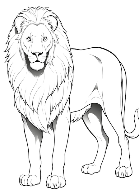 Lion Coloring Page Lion Line Art coloring page Lion Outline Drawing For Coloring Page Animal Coloring Page Lion Coloring Book AI Generative