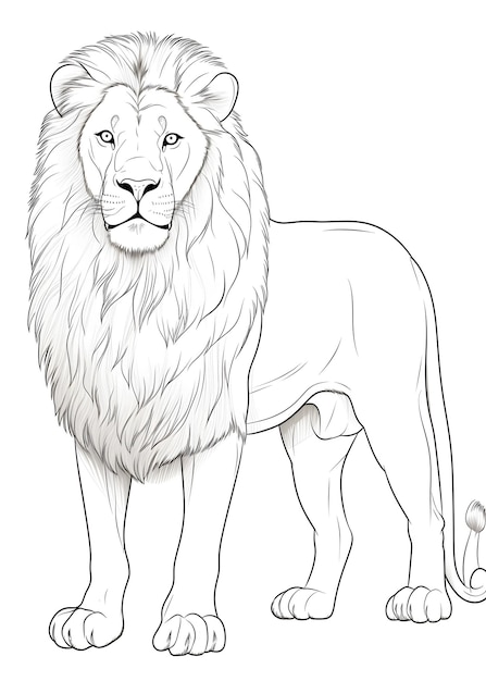 Lion Coloring Page Lion Line Art coloring page Lion Outline Drawing For Coloring Page Animal Coloring Page Lion Coloring Book AI Generative