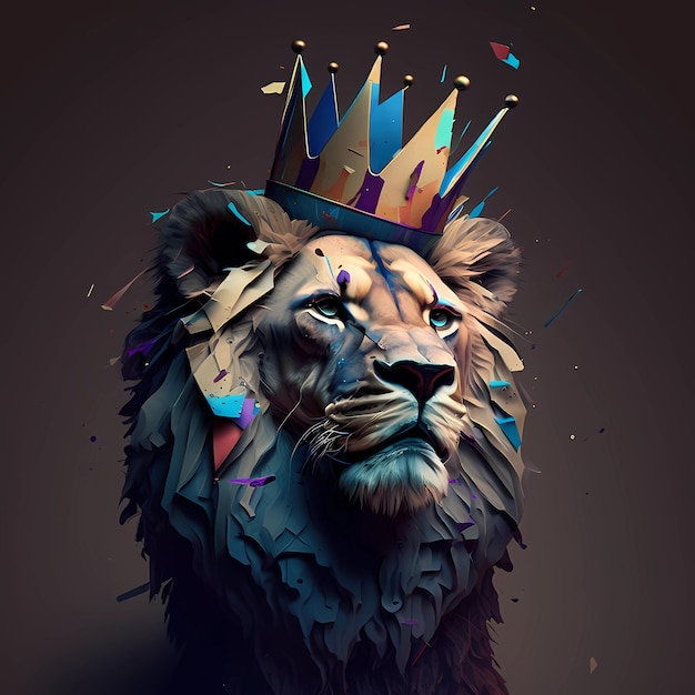 Lion crown paint 3d birthday minimalistart