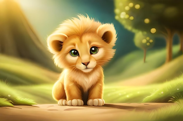 A lion cub in the forest