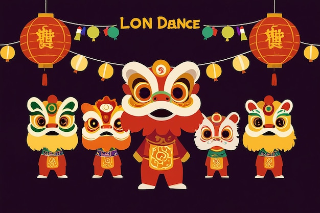 Photo lion dance festive graphic