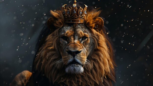 lion on a dark background with a crown