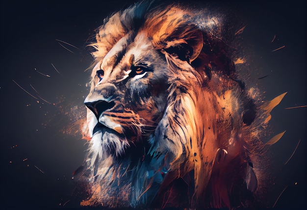 Lion drawing style Abstract painting wallpaper Lion Face Poster wallpaper tshirt design