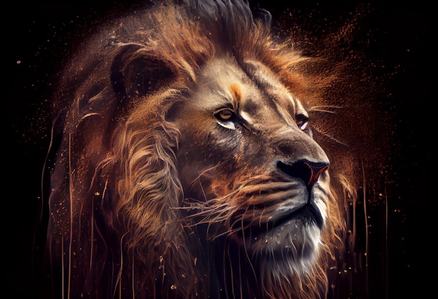 Lion drawing style Abstract painting wallpaper Lion Face Poster wallpaper tshirt design