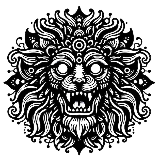 Photo lion flat mandala geometric design on white background