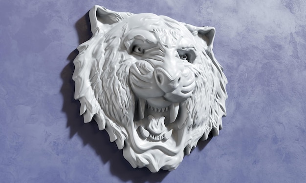 Lion head 3D rendering isolated on white background