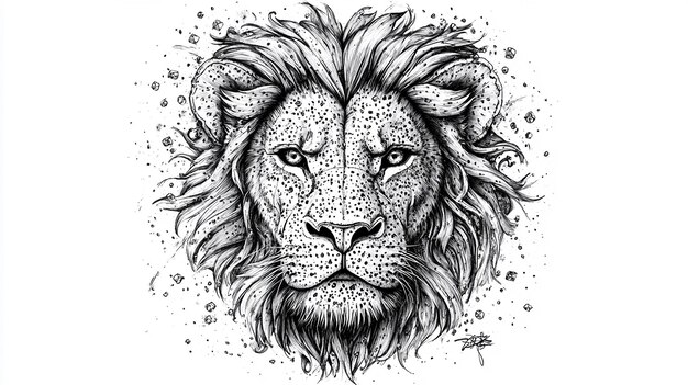 lion head hiphop style fully encrusted with small round diamonds handdrawn jewelry sketch blac