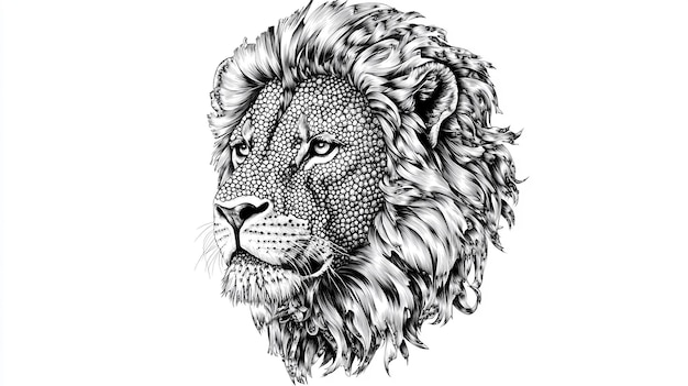 Photo lion head hiphop style fully encrusted with small round diamonds handdrawn jewelry sketch blac